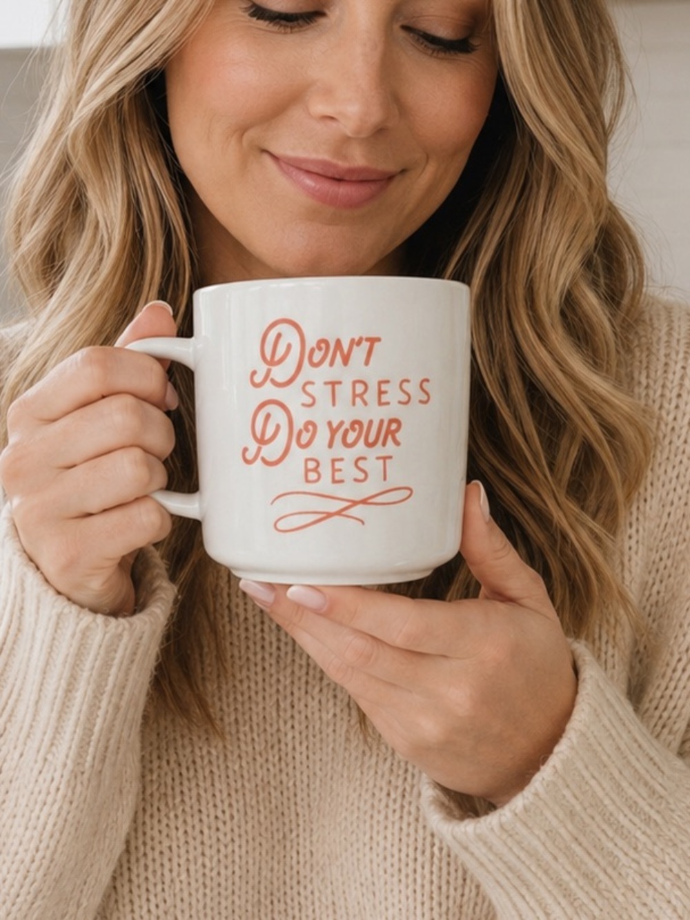 "don't stress do your best" white coffee mug, threshold brand, good condition